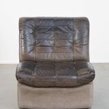 Gray Leather Vintage Design Armchair from the 1970s