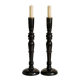 Pair of antique ebonised wooden candlesticks from the 19th century.