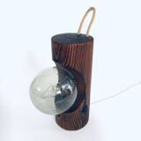 Brutalist wooden table or wall lamp attributed to Temde Leuchten, Switzerland, 1960s.