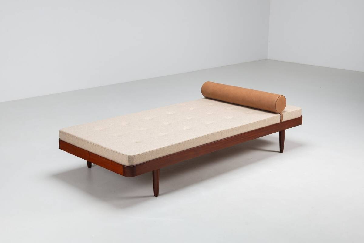 Danish daybed in teak and fabric, mid-century Denmark 1960