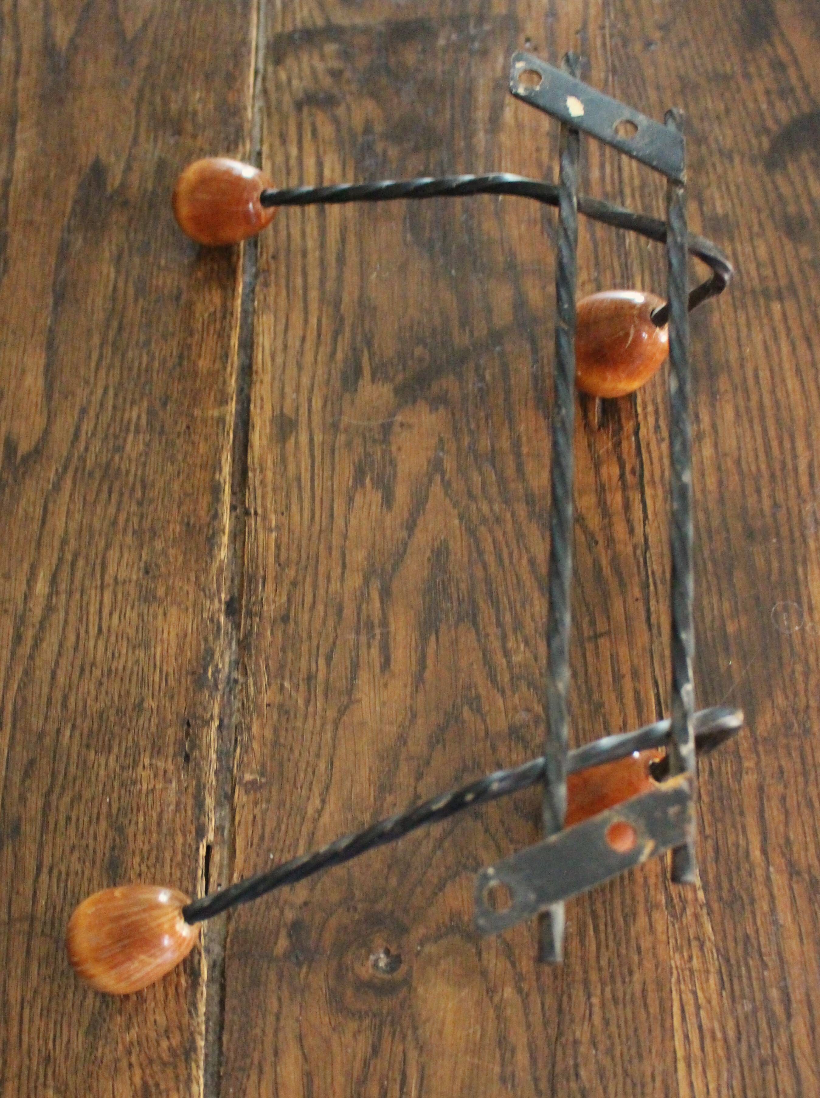 Porte manteaux double barre boules bois