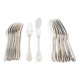 Ercuis Maintenon, Shell, 12 fish forks, 24 pieces in silver-plated metal.