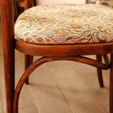 Set of four bentwood TON chairs from the 1970s with floral upholstery