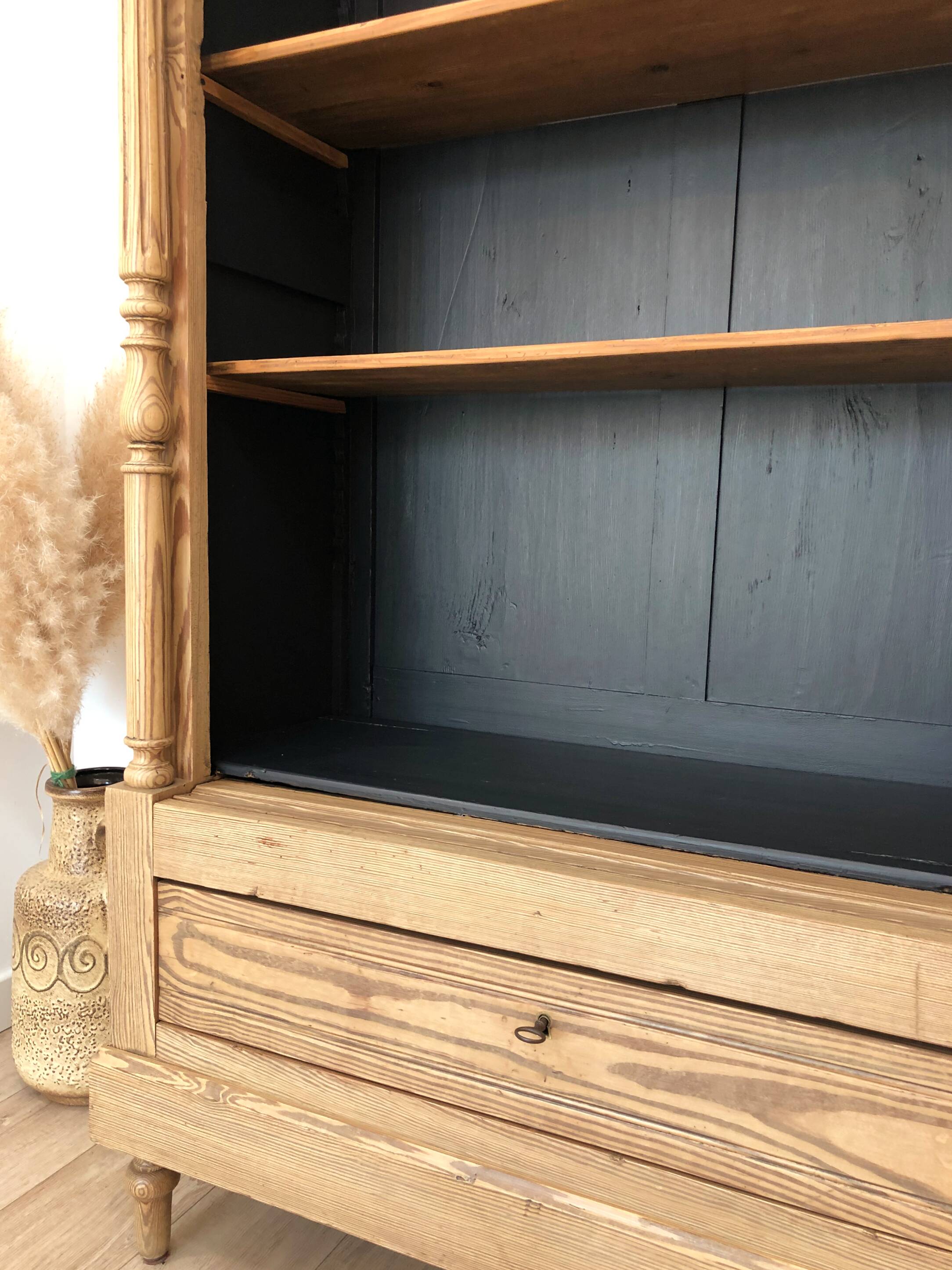 Late 19th/early 20th century solid pine dresser & wine cellar