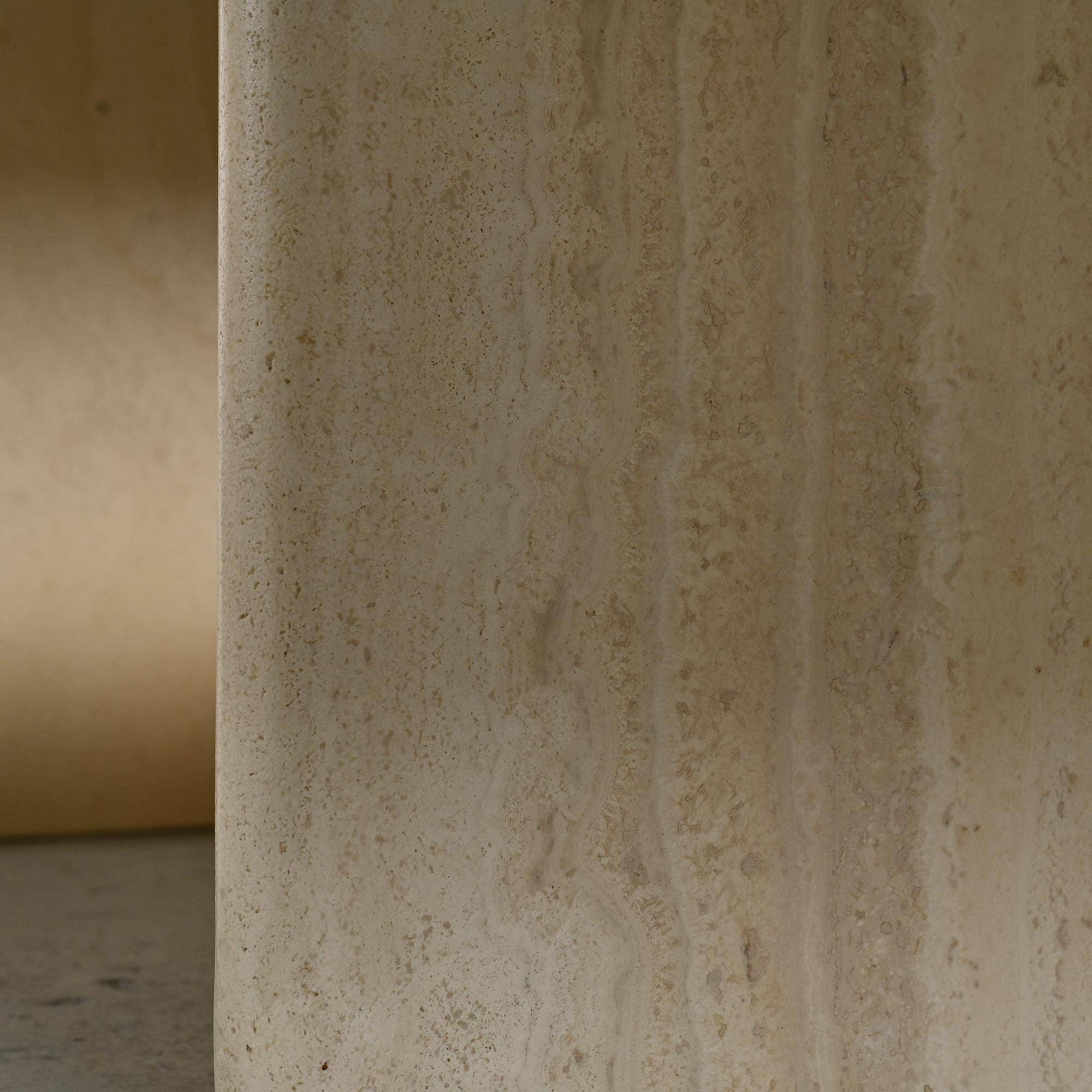Set of three nesting tables in travertine, Italy circa 1970.