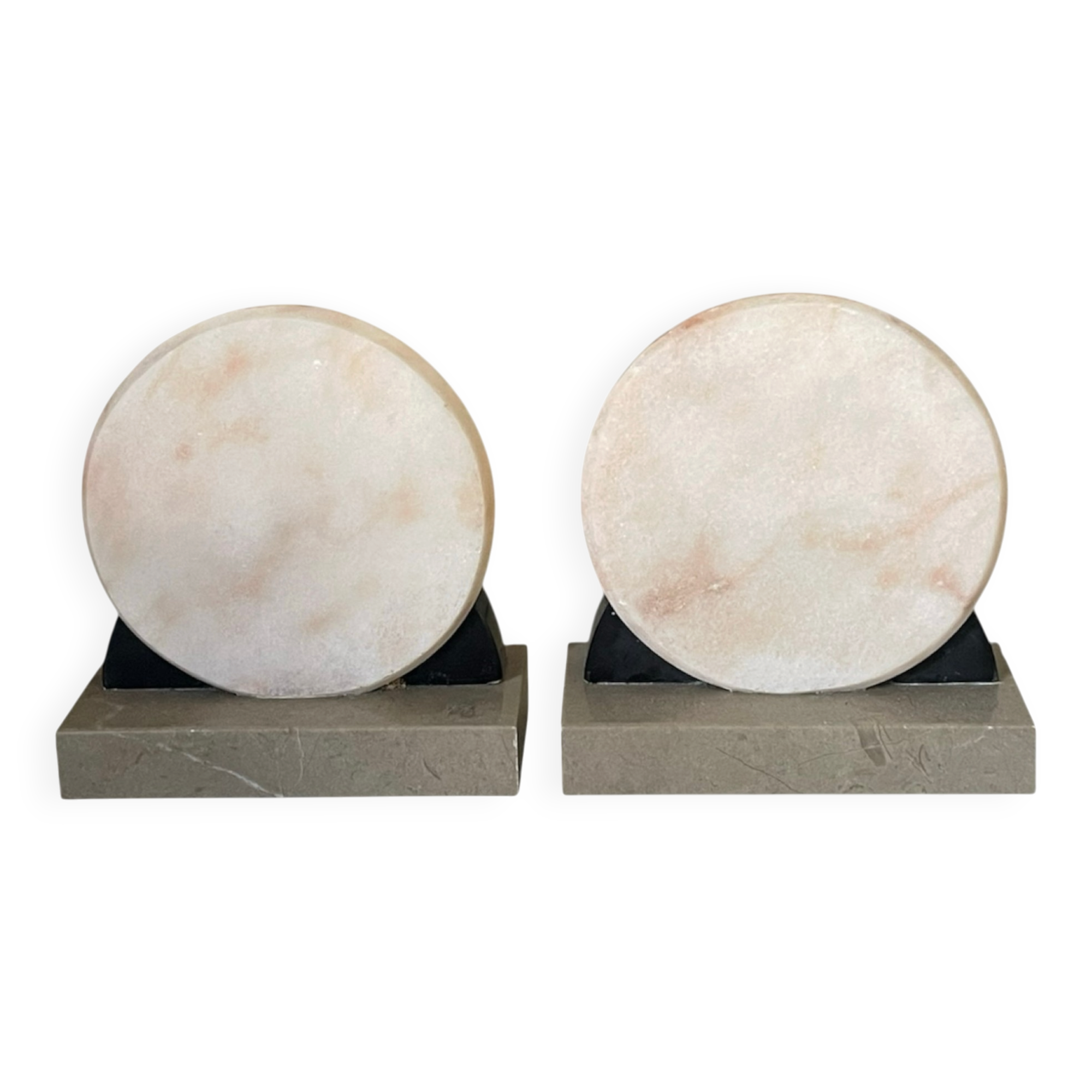 Pair of Art Deco marble and onyx bookends