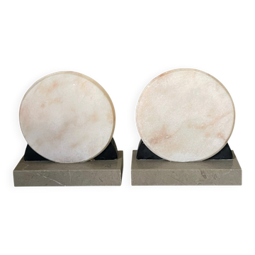 Pair of Art Deco marble and onyx bookends