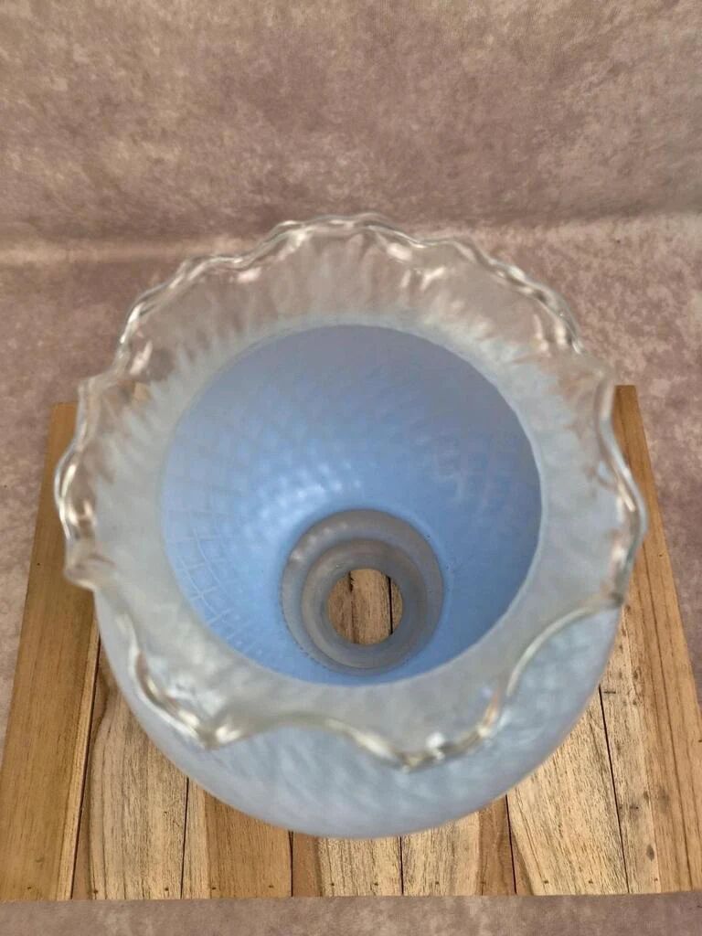 Vintage lampshade in light blue opaline glass – textured milky glass