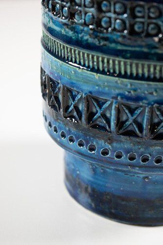 Vase bleu italien par Bitossi