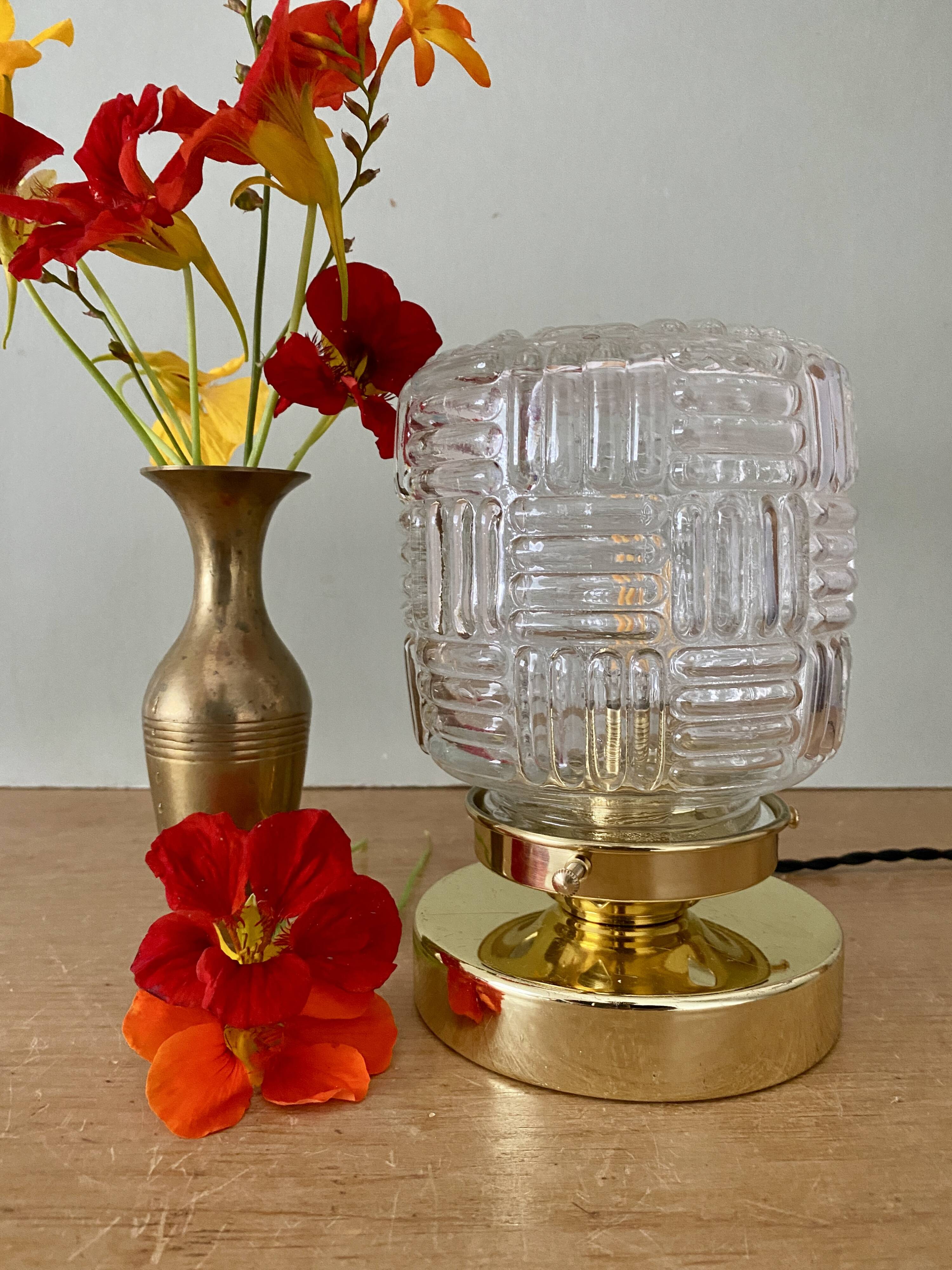 Vintage glass globe table lamp