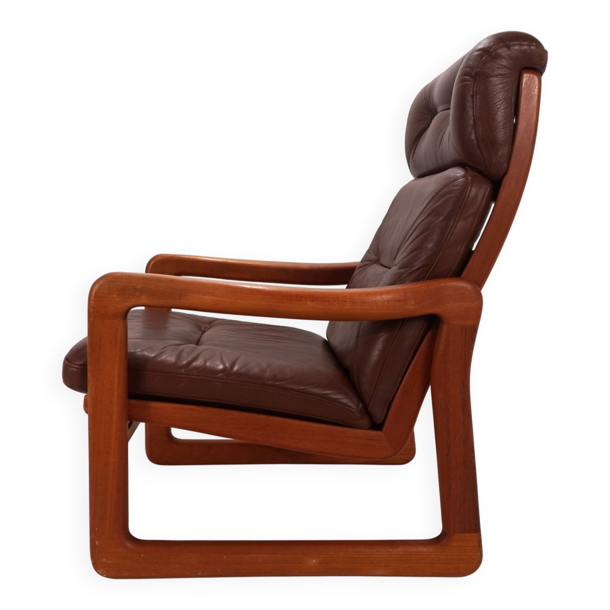 EMC teak leather armchair, 1960