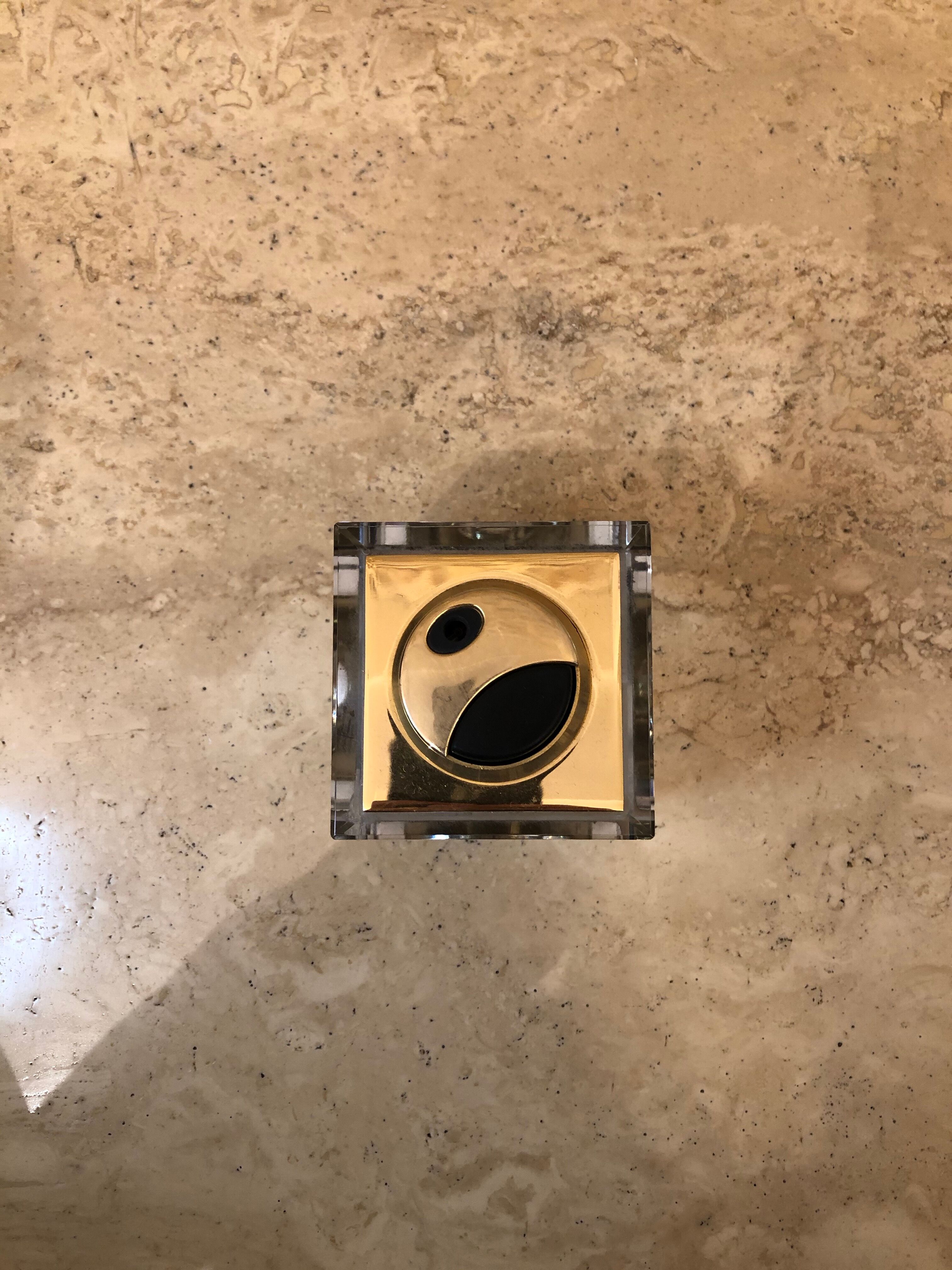 Transparent and gold glass table lighter - 70s