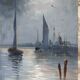Oil on panel - Moonlight on the Thames in London