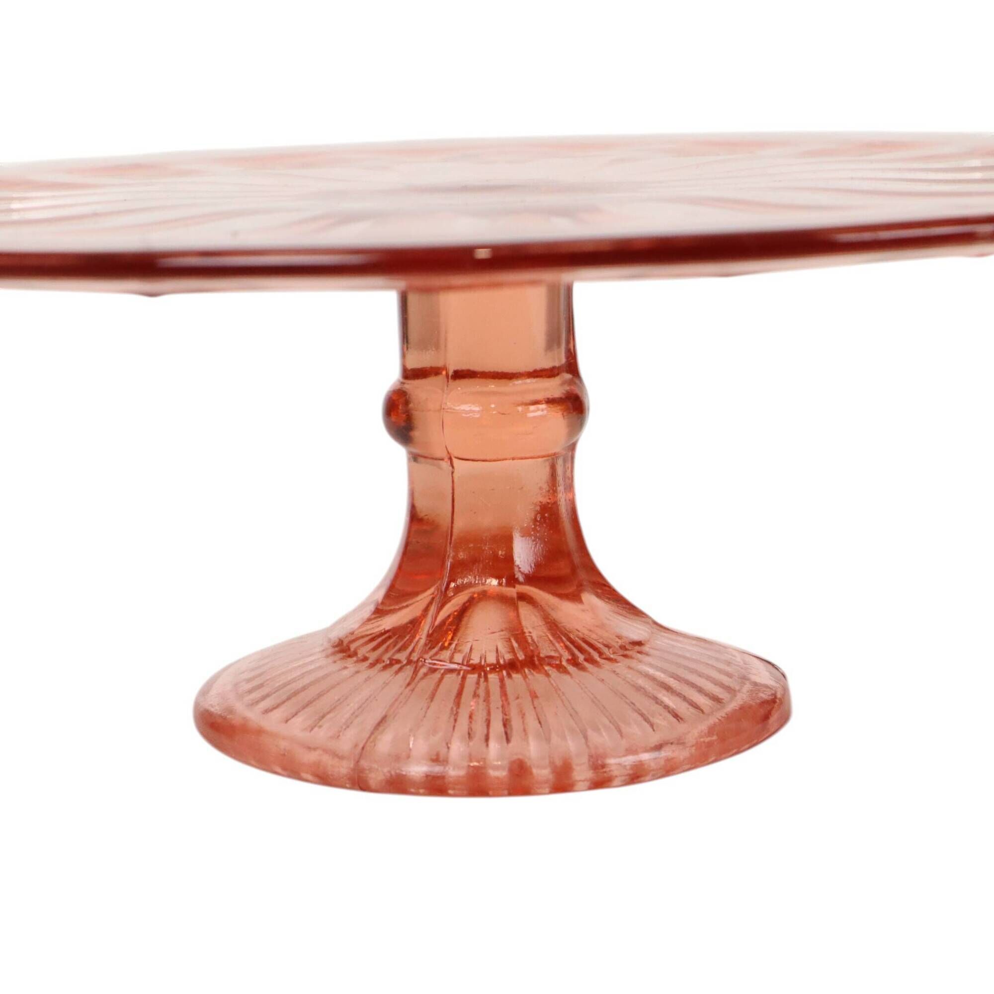 Pink Art Deco Cake Platter / Pastry Dish – Depression Glass