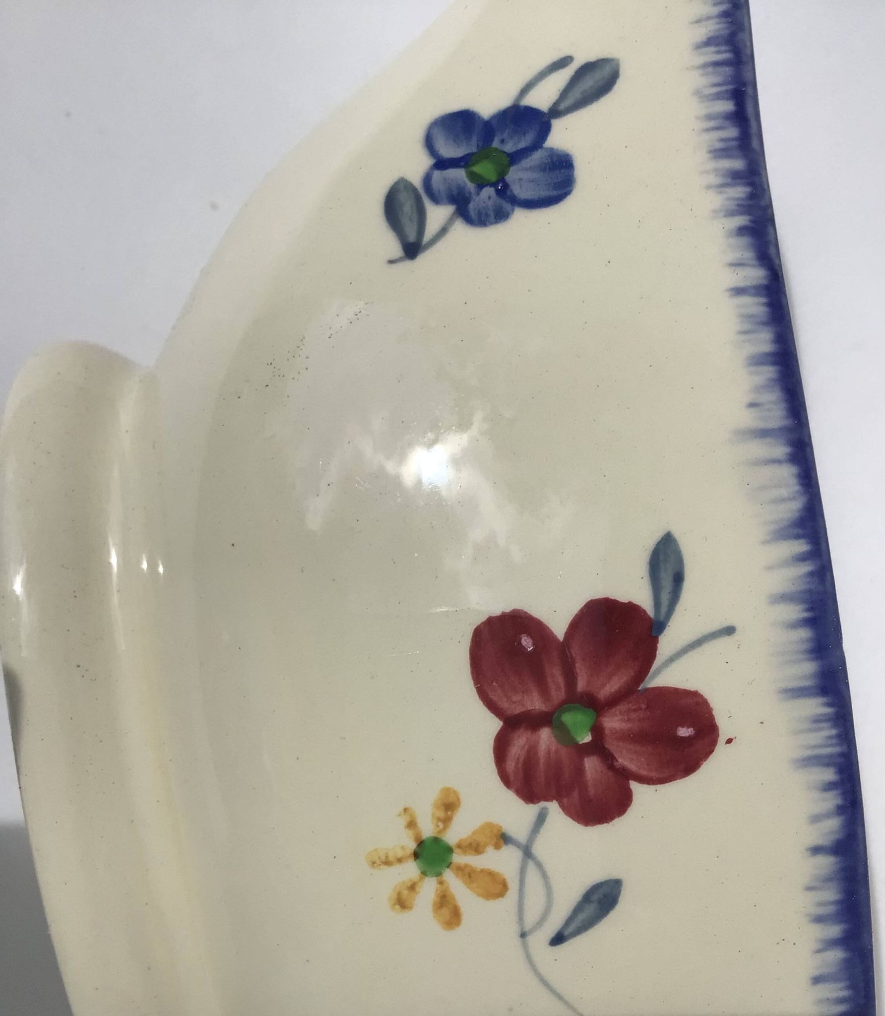 Sauceboat Mary Lou Digoin Sarreguemines blue rim