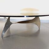 Vintage propeller coffee table Propeller by Knut Hesterberg in steel and smoked glass from the 60s