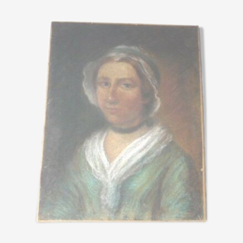 Portrait femme pastel maroufle sur toile début du 19ème siècle