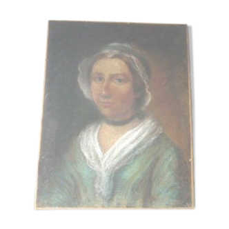 Portrait femme pastel maroufle sur toile début du 19ème siècle