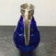 Former pitcher carafe art de blue moulded glass - vintage metal anse