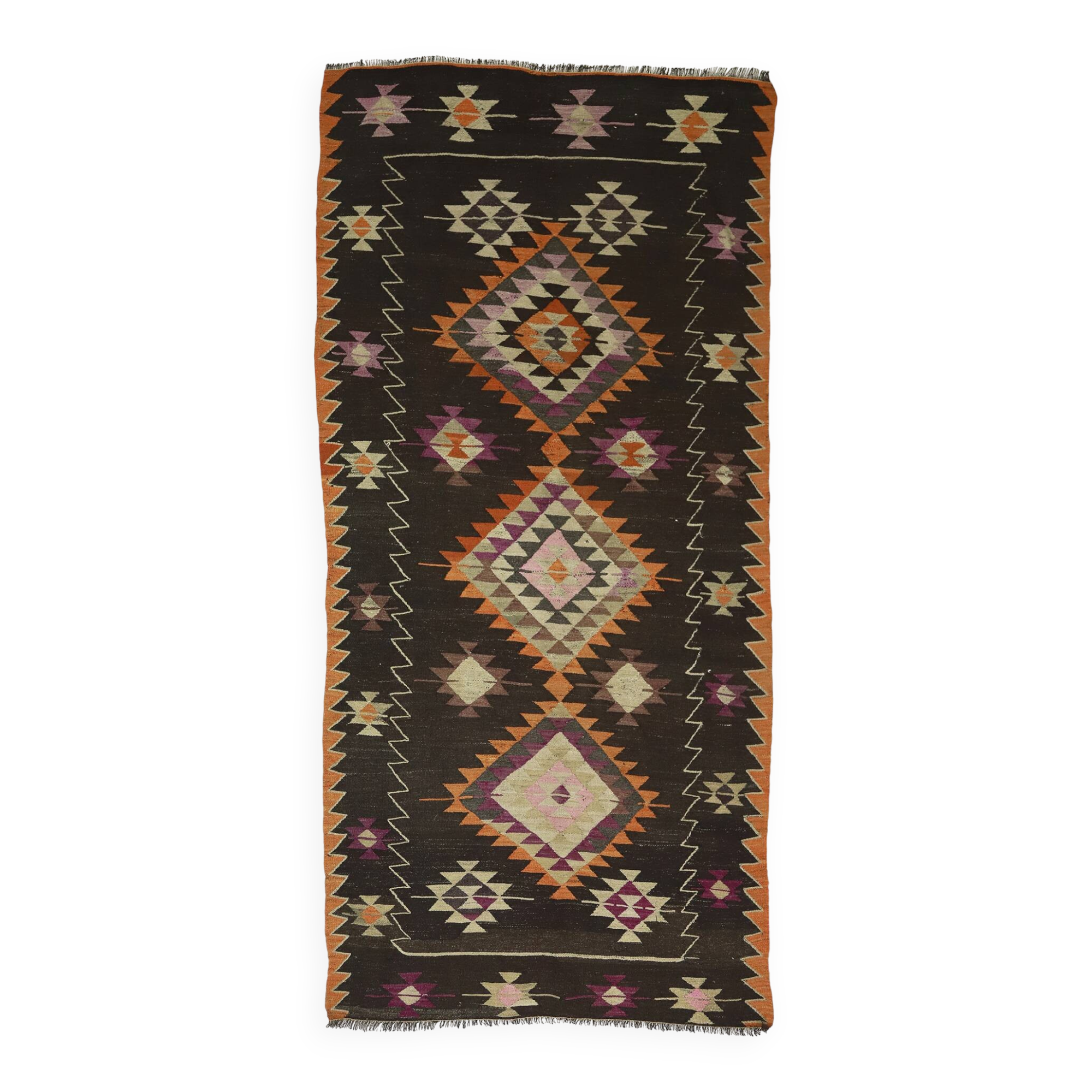 Grand Kilim Turkish Anatolia 160x340 cm Vintage Geometric Handwoven