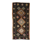 Grand Kilim Turc Anatolien 160x340 cm Vintage Géométrique Tissé Main