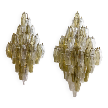 Paire d'appliques murales en verre de Murano "Poliedri" par Carlo Scarpa pour Venini, 1960