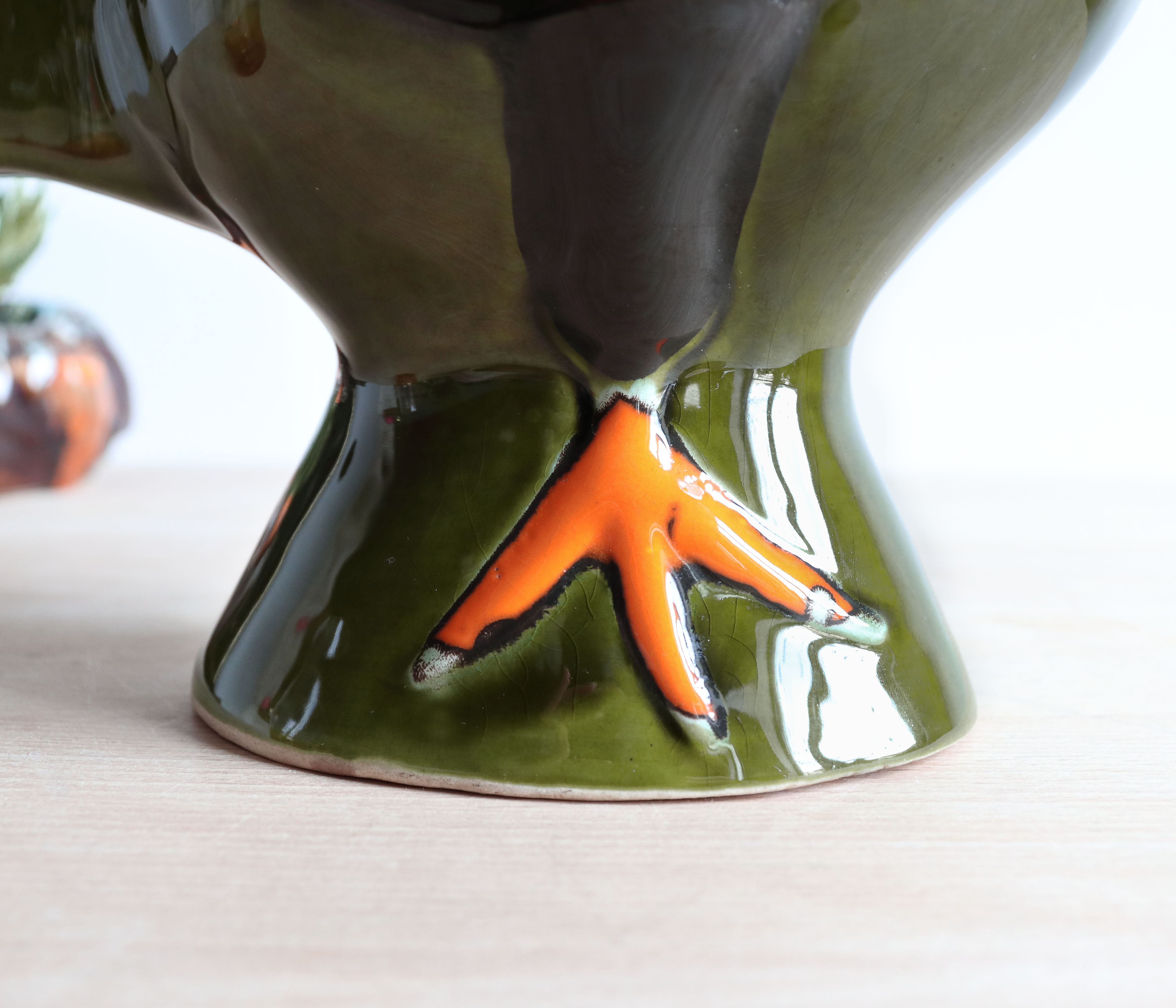 Vintage zoomorphic ceramic rooster pitcher by Poët Laval, Cocorico model, 60s