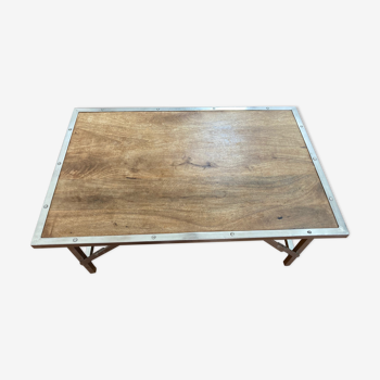 Oak and steel coffee table