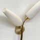 Large double brass wall light and white opaline glass tulips LAMP-7111