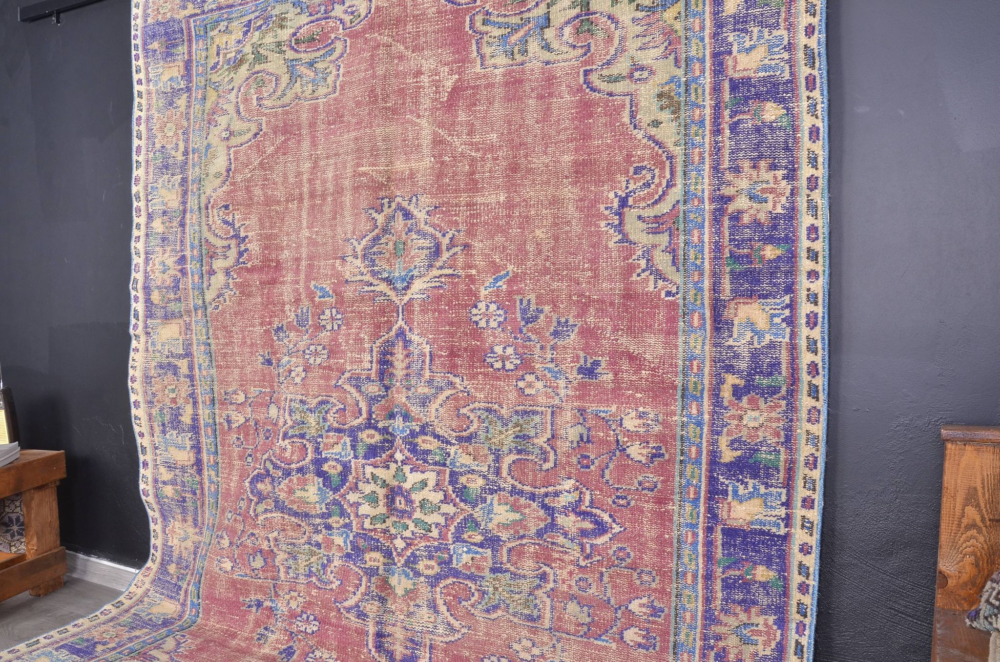 Tapis vintage en laine Oushak sku2303