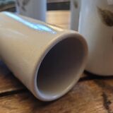 Set of 6 stoneware mazagrans with relief floral decoration – 1980s