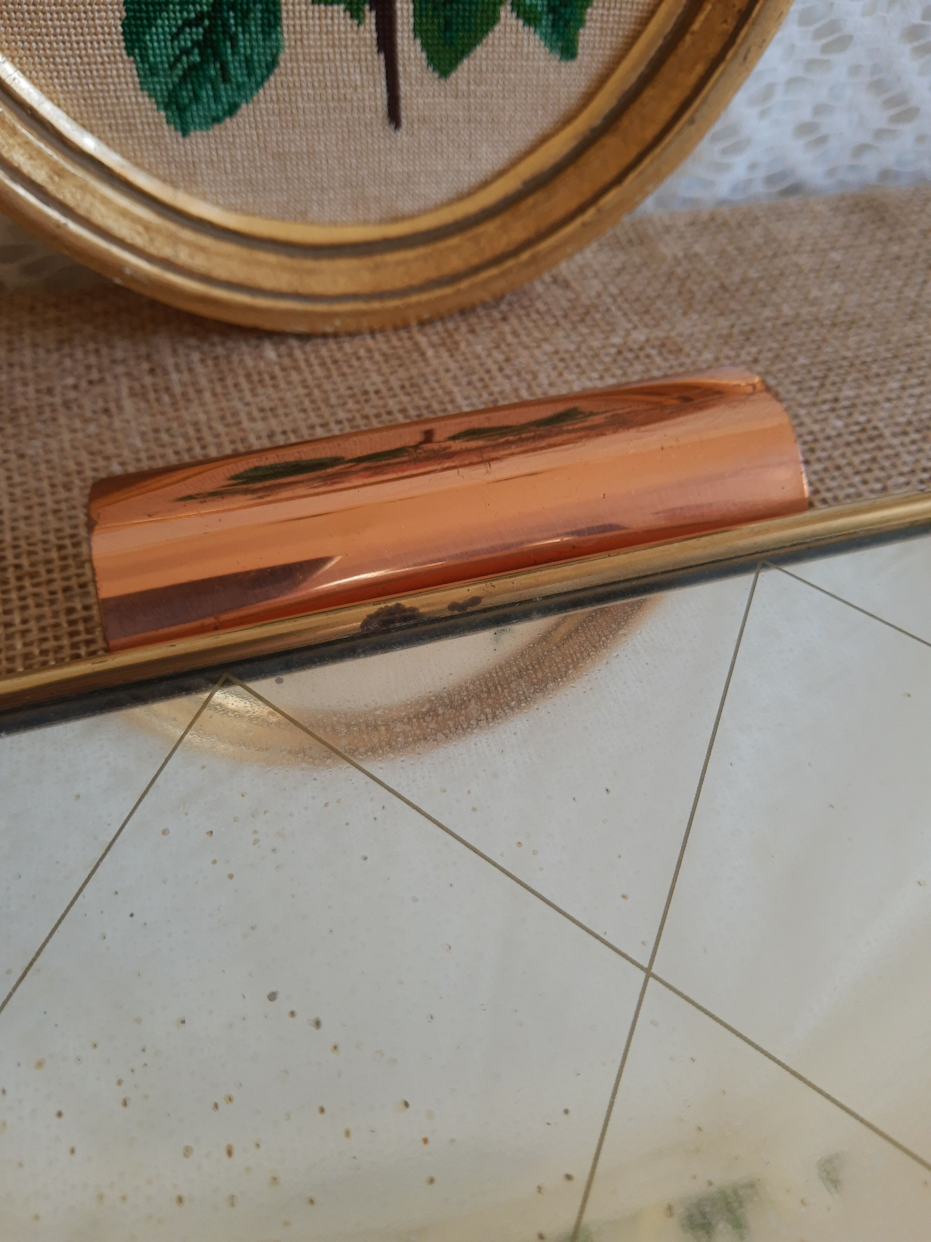 Brass top with vintage mirror