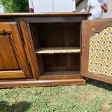 Louis XV 3-door walnut sideboard on plinths
