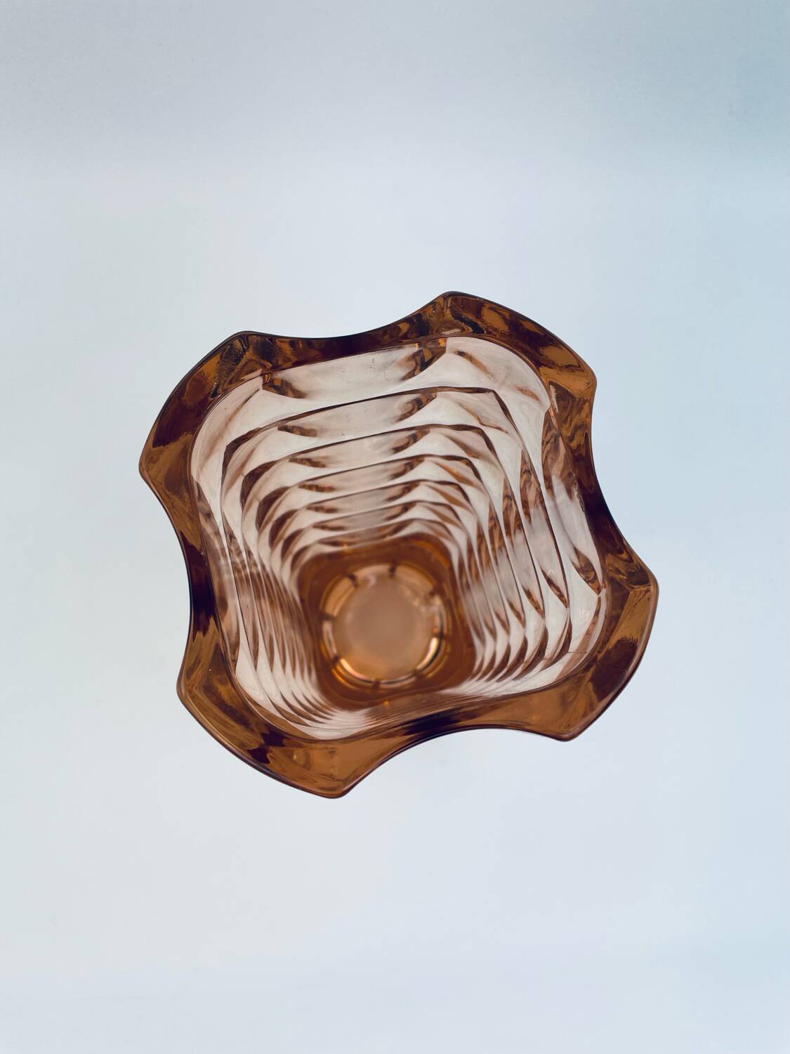 Large pink glass vase in Art Deco style