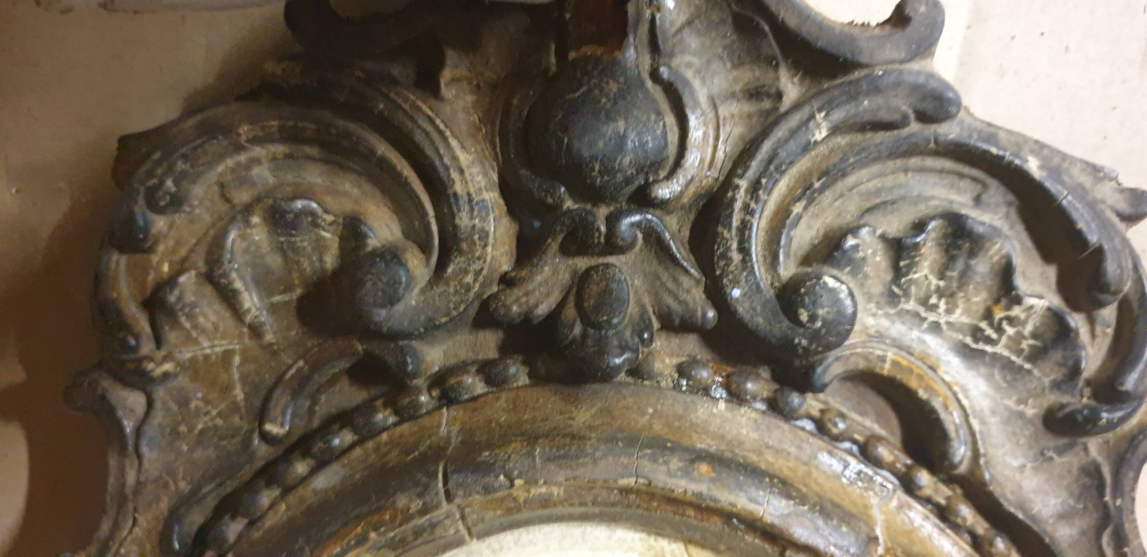 Small Holy Water Font / Stations of the Cross in Wood and Plaster - early 19th century