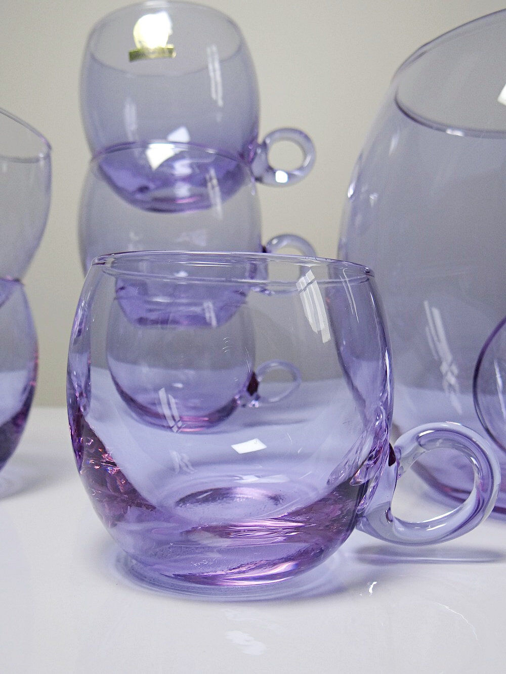 Service à sangria/punch vintage années 70 cristal Alexandrite "Bleikristall"