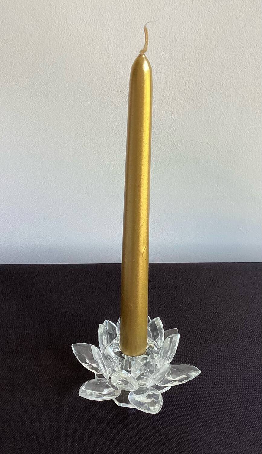 Water lily flower crystal candle holder