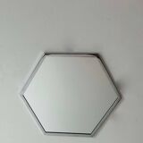Miroir hexagonal vintage, métal chromé, France 1980