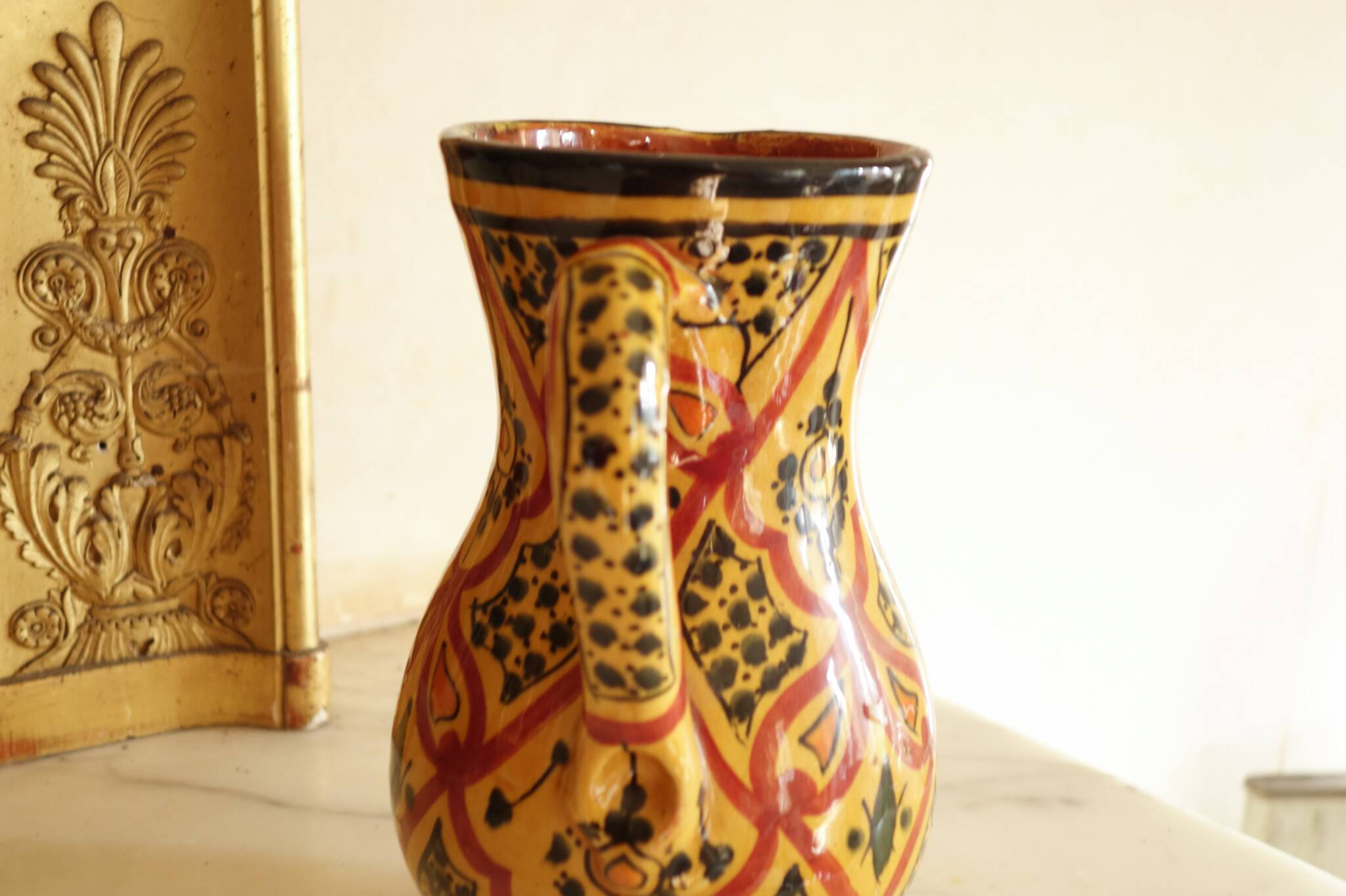 Safi Moroccan Carafe – Traditional Vintage Ceramic Pitcher