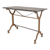 Table bistrot marquée A.Delail Toulouse en fonte de fer et marbre, 1920