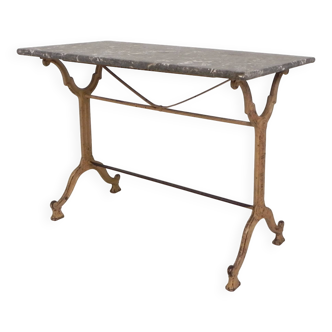 Garden table, bistro table A. DELAIL TOULOUSE with marble top, 1920s