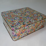 Metal box flowers vintage gold