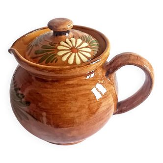 Théière Tisanière Vintage en Terre Cuite Emaillée Céramique Grés Poterie