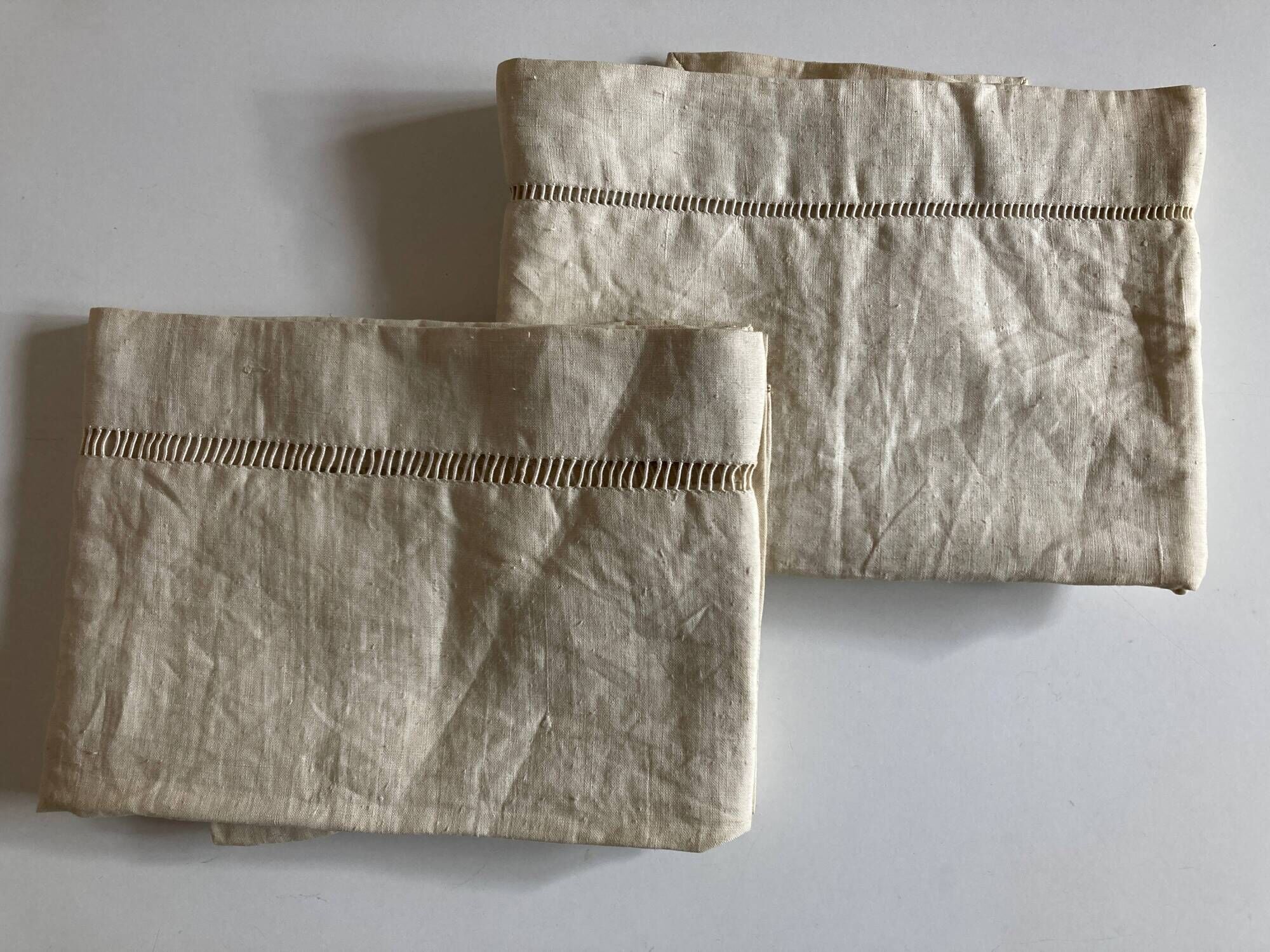 Pair of woven raw linen canvas pillowcases