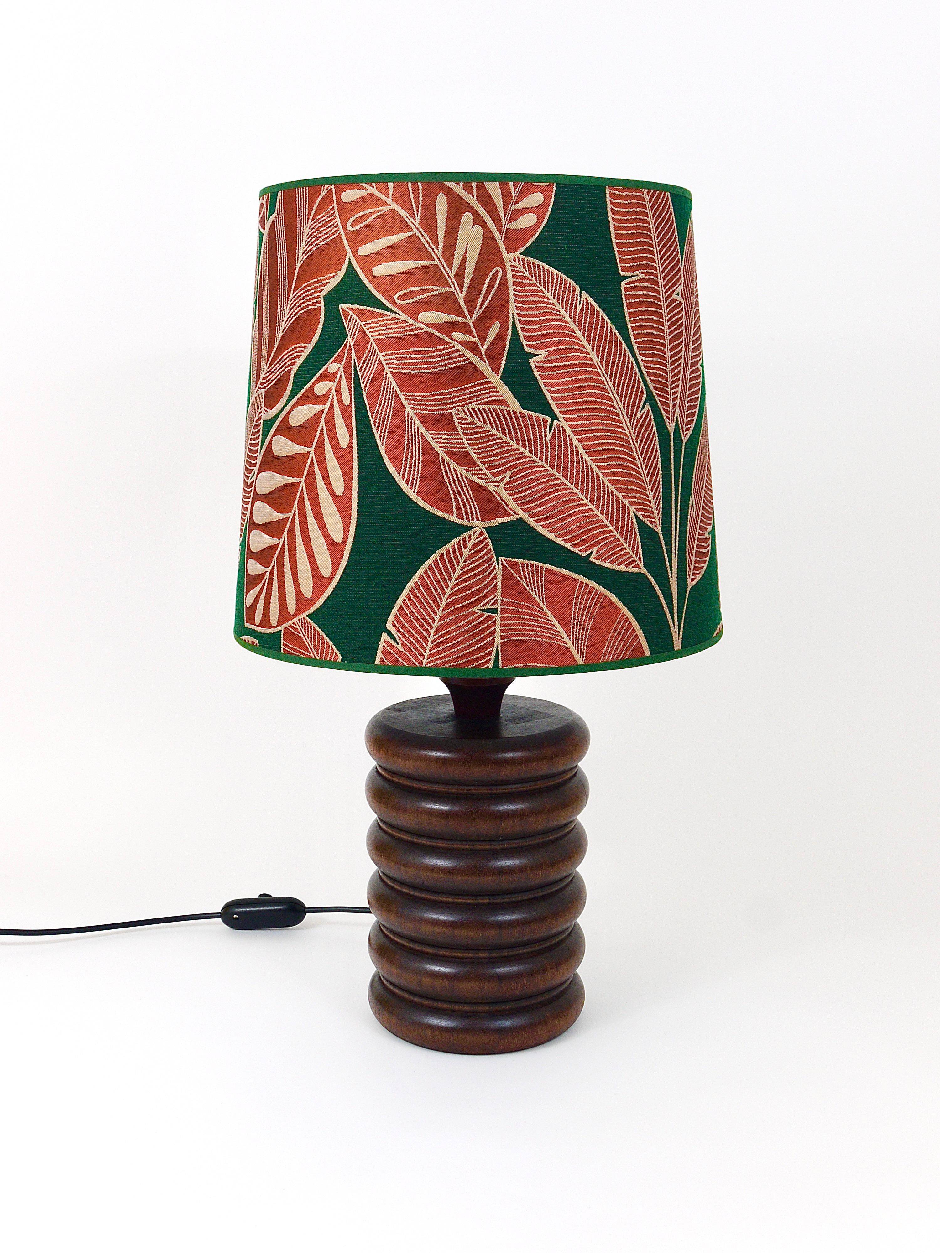 Mid-century table or accent lamp, turned wooden base, Sweden, 1970s
