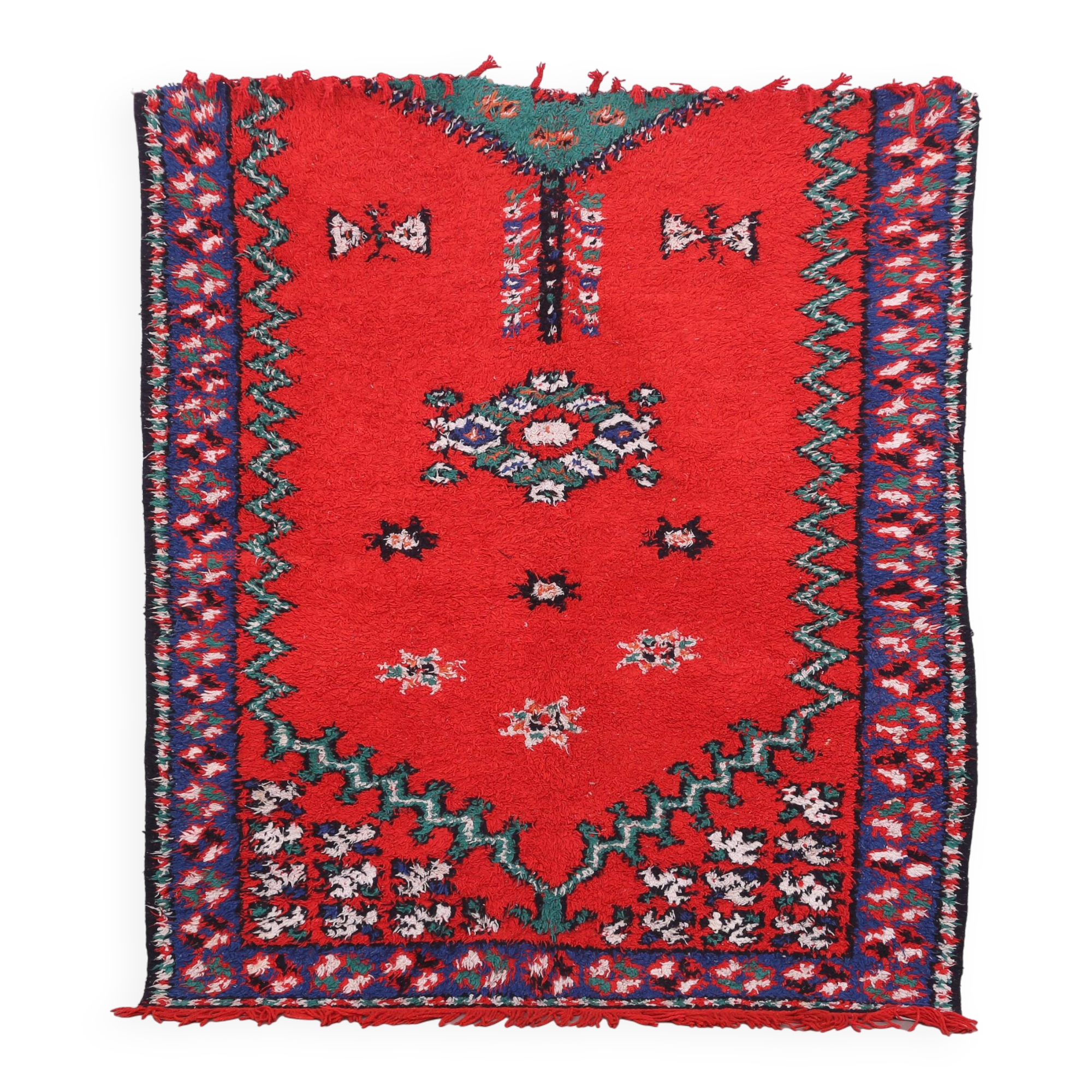 Red Vintage Moroccan Rug 167 x 190 cm - Berber Wool Rug - Handmade Rug Boho