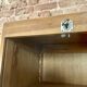 Double curtain filing cabinet in oak — on legs