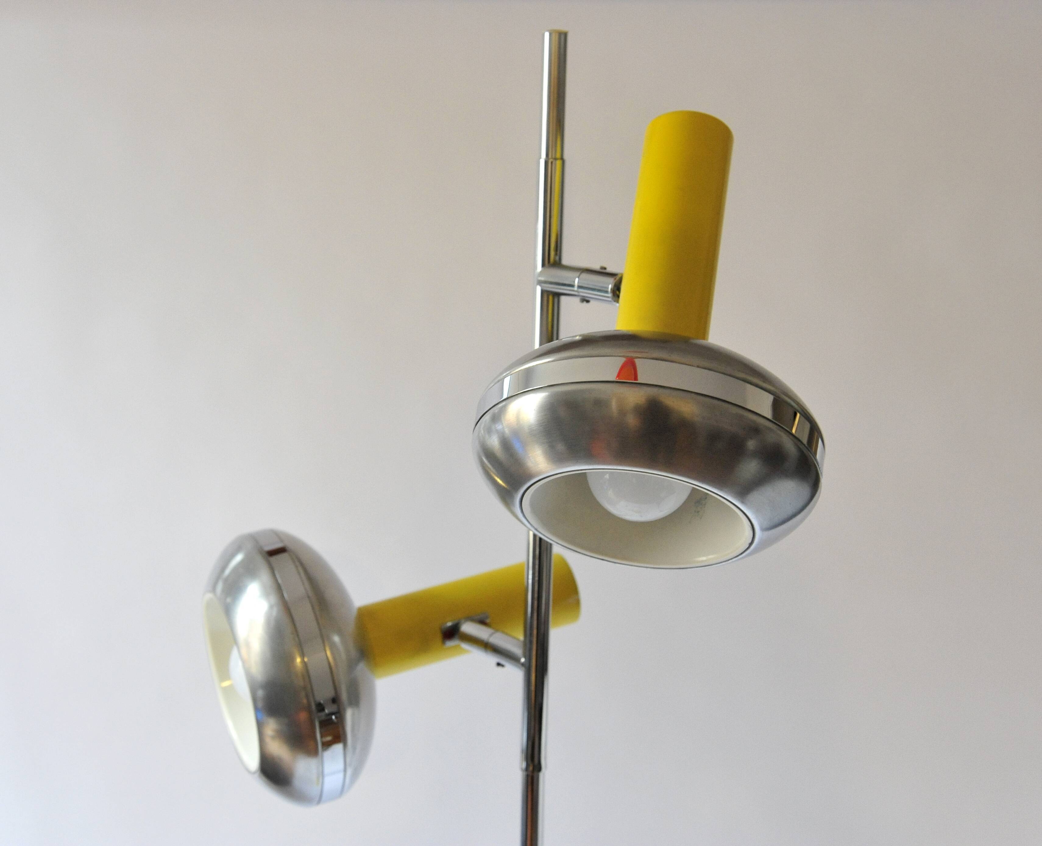 OMI lamppost in brushed aluminium and chrome dating back to the 1970s