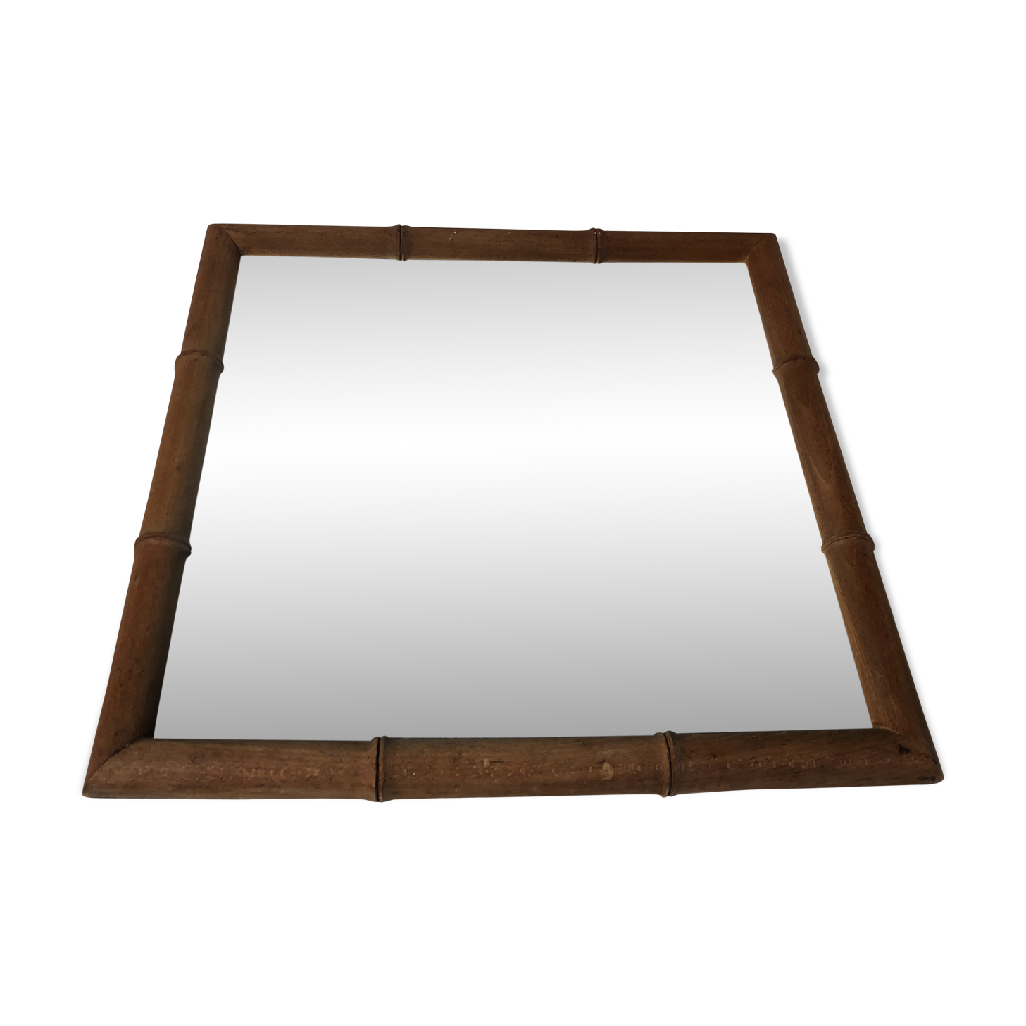 Large vintage rattan mirror 48x48cm