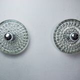 Pair of Space-age wall lights by Peill & Putzler, blown Murano glass, Germany, 1970